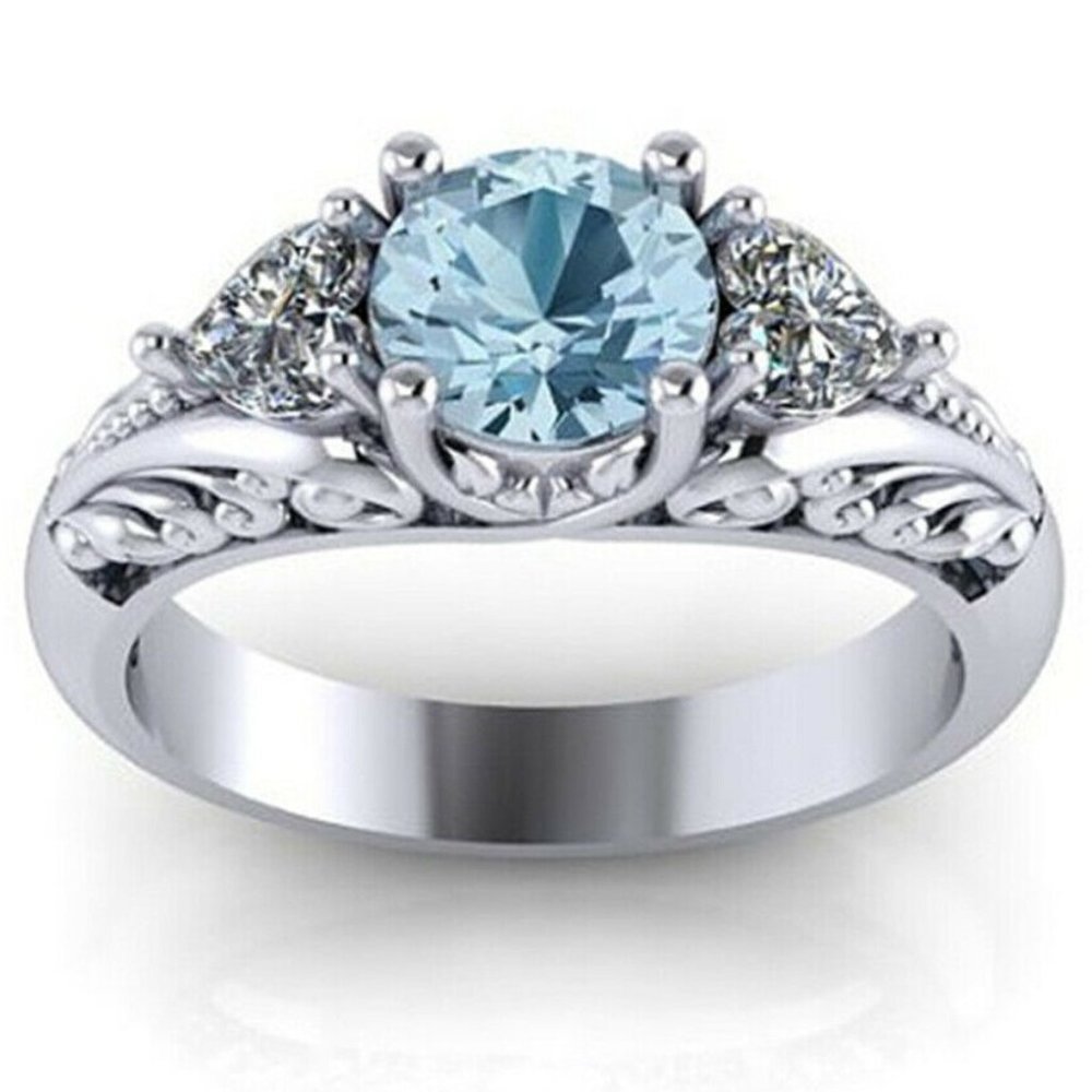 NWOT Blue & White Zircon Silver Fashion Ring Sz10
